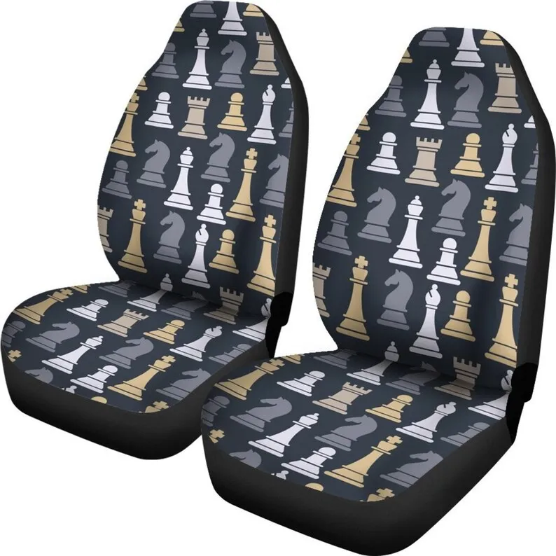 

Chess Seat Covers (Set Of 2) / 2 Front Car Seat Covers / Chess Car Seat Covers / Chess Car Seat Protector / Chess Car Accessory