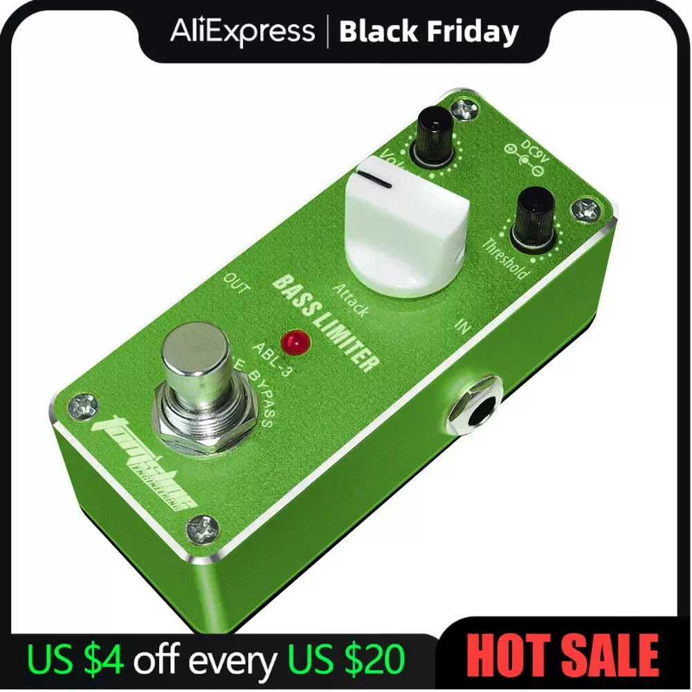 

AROMA Guitar Effect Pedal BASS LIMITER ABL-3 Threshold Attack Knob Footswitch Guitar Pedal Loop Mini Single Effect True Bypass