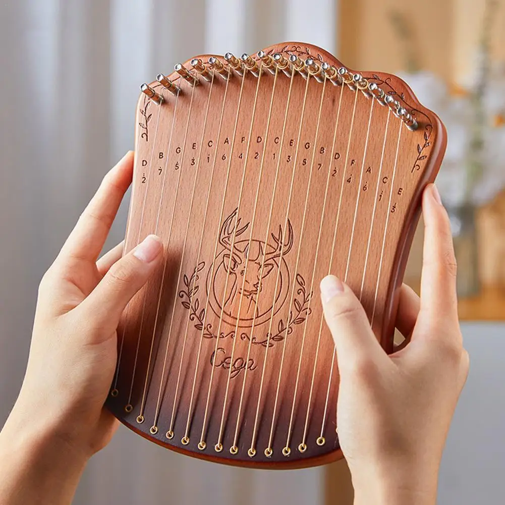 

17 Strings Fingerplay Lyre Harp Portable 17 Strings With Harp Lyre Beginner Lever Musical Instrument Tuning Piano Y8e3