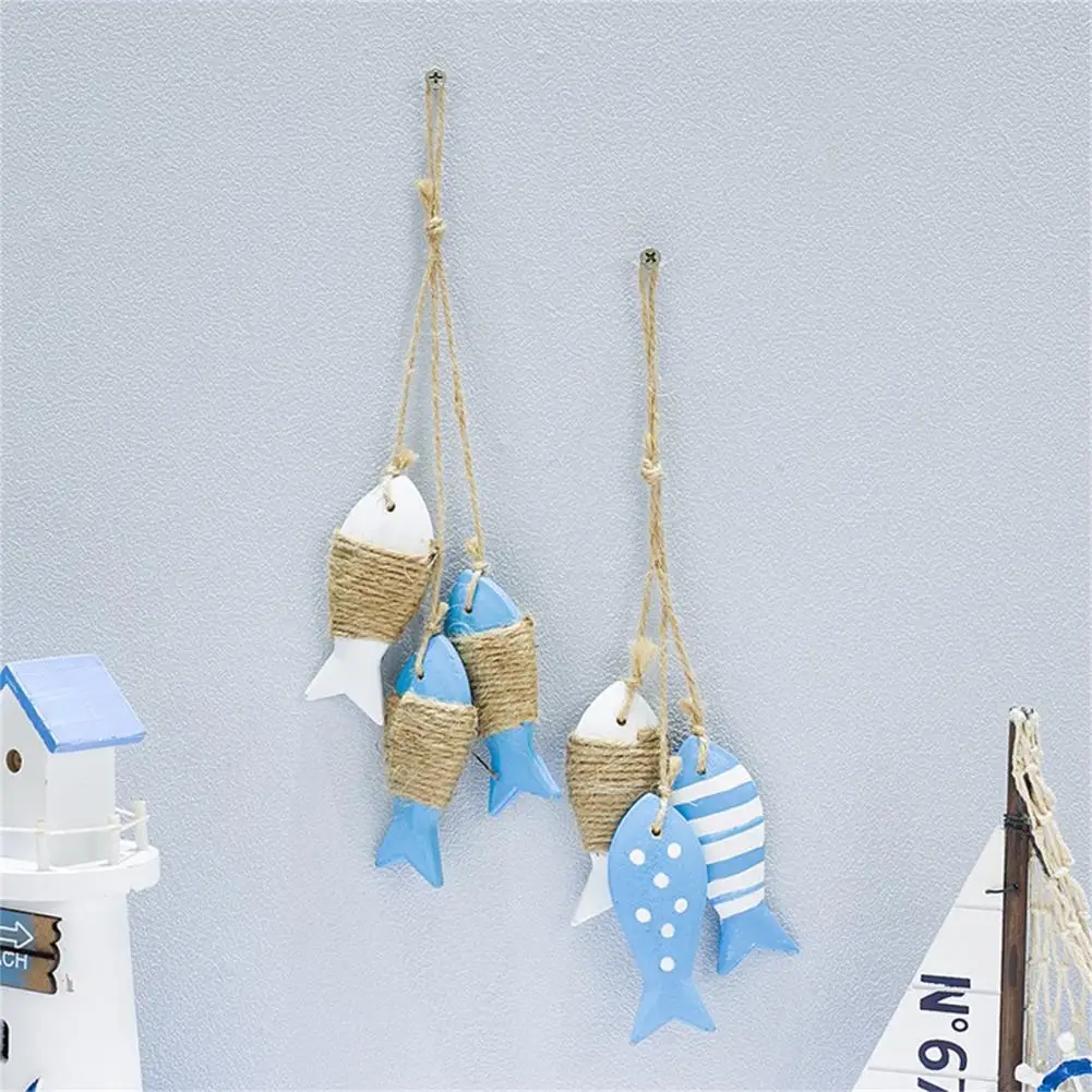 

Wall Plaque Fish Design Wall Pendant DIY No Glitches Decorative Wooden Marine Style Gift Hanging Ornament decoración hogar