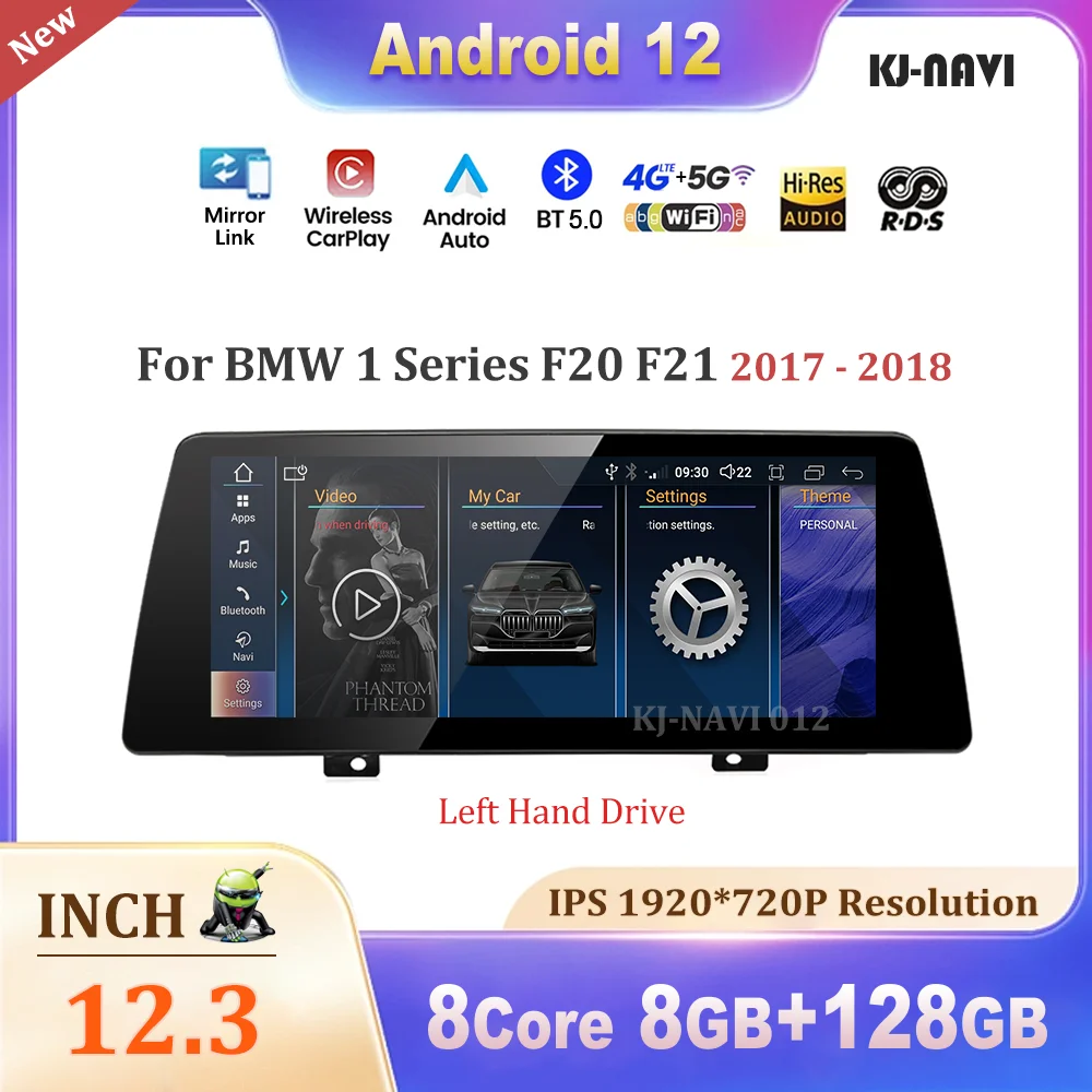 

12.3'' Android 12 LHD For BMW 1 Series F20 F21 2017 - 2018 Video Player Navigation Multimedia Automotiva WIFI NBT EVO System