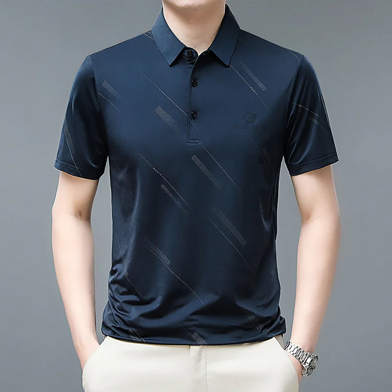 

2023 Summer New Men's Polo Solid Short Sleeve Polo T-shirt Relaxed Loose Letter Embroidery Printing Fashion Pullover Clothes