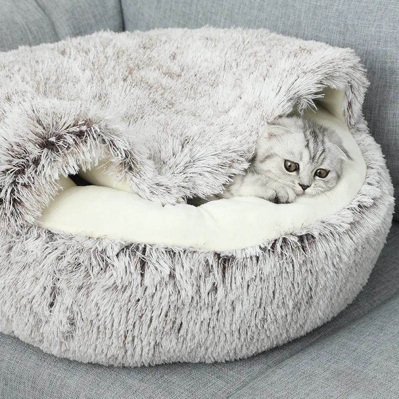 

2 In1Pet CatS Dog Bed Round Cat Cushion Pet Warm Sleep Bag Long Plush Cat Basket Sofa Cushion Nest For Small Dogs Cats Kitten
