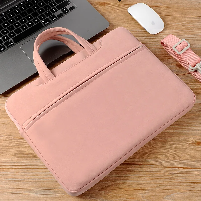

For Macbook Air Shockproof Case Laptop Bag PU Leather For Women 13 14 15.6 Inch Notebook Carrying Briefcase Handbags 2022 NEW