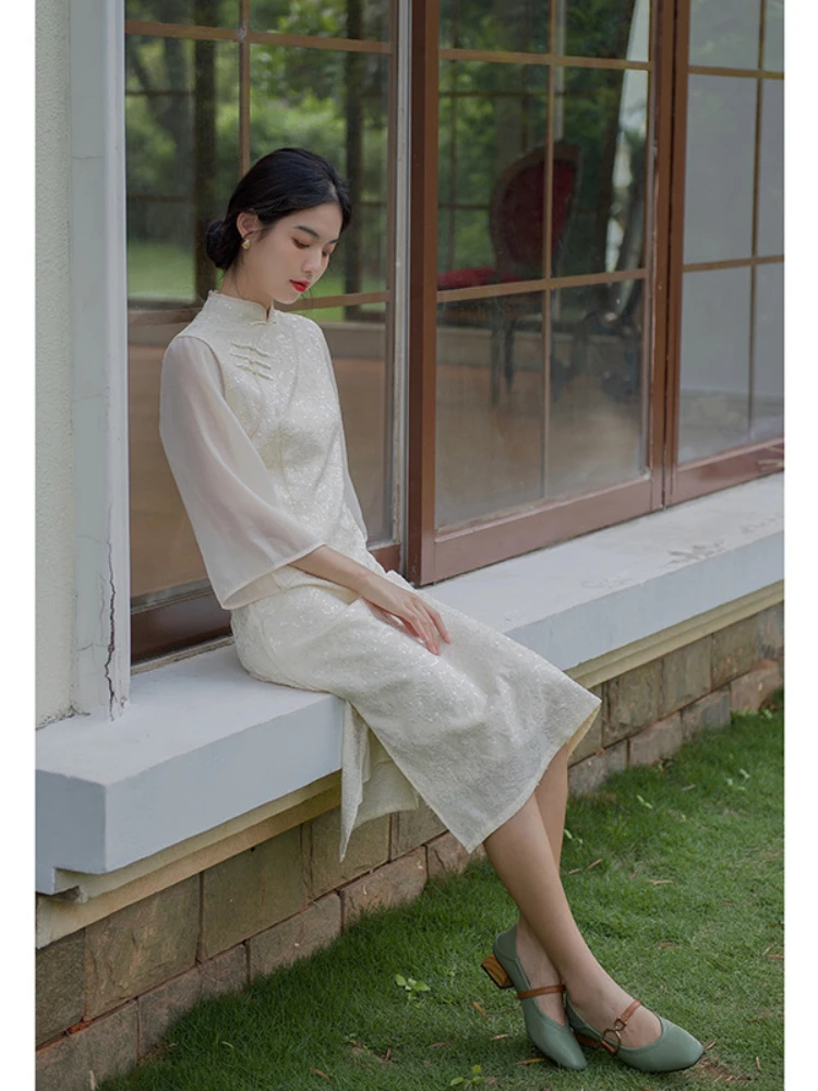 

UMI MAO Women's Clothing Original Young Girl Long Temperament Gentle Retro National Style French Cheongsam Improved Dress