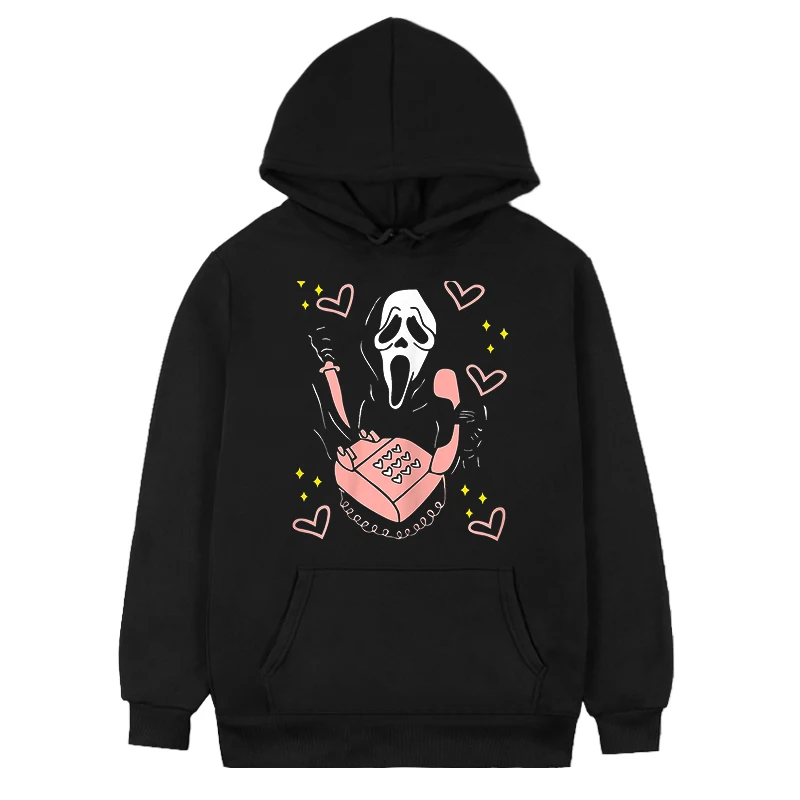 

Lets Watch Scary Movies Scream Horror Skull Halloween Winter Autumn Fleece Hooded Unisex Sweatshirt Hoodie Streetwear