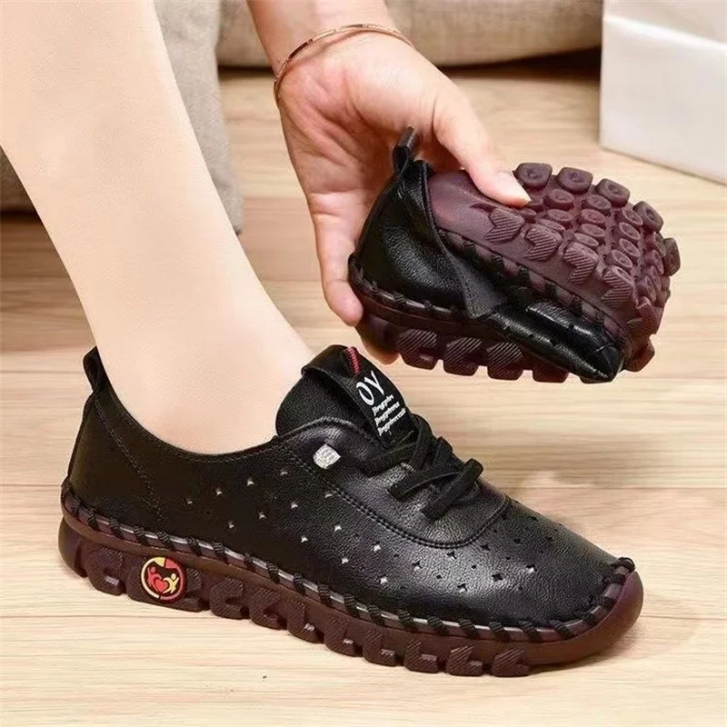 New Spring Sneakers Women Shoes Platform Loafers Casual Lace Up Leather Flat Slip-On Mom Shoe Mujer Zapatos Chaussure Femme