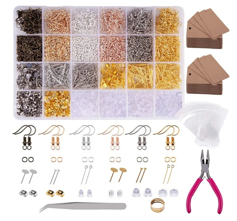 

Smile Forward 4240PCS Earring Stud Base Earring Back Open Jump Rings Earring Hooks Earring Making Kit for Jewelry Making