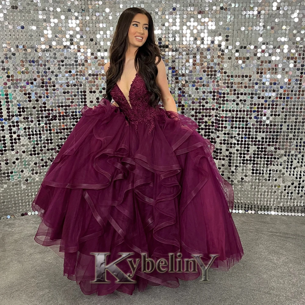 

Привлекательное Многоярусное платье Kybeliny для выпускного вечера, женское платье-трапеция с V-образным вырезом, вечерние платья, женское платье на заказ