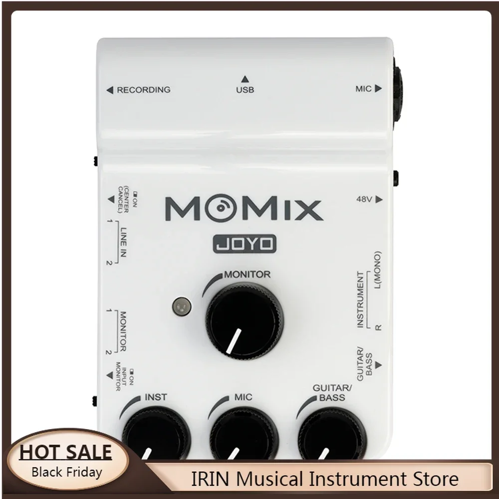 

JOYO MOMIX Sound Card Microphone Guitar Amp Live Music Sound Card for Recording Singing Broadcast Streaming Audio Mixer