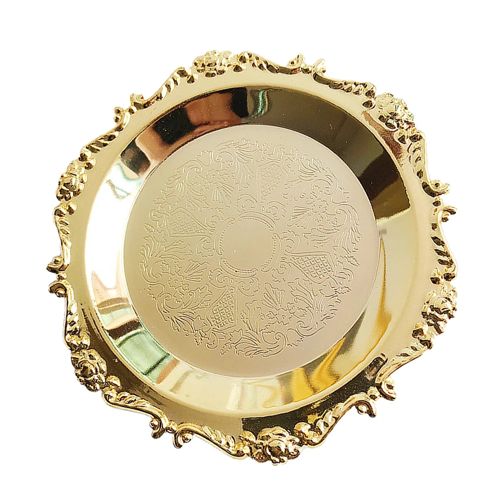 

Tray Jewelry Dish Plate Holder Ring Metal Serving Display Trinketround Organizer Stand Retro Cake Storage Cupcake Vintage