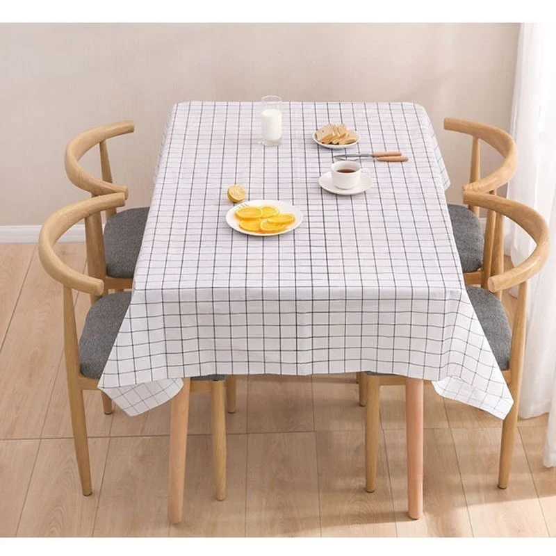 

137*180cm Simple Plaid Rectangular Oilproof Tablecloth Waterproof Table Cloth PVC Tablecloth