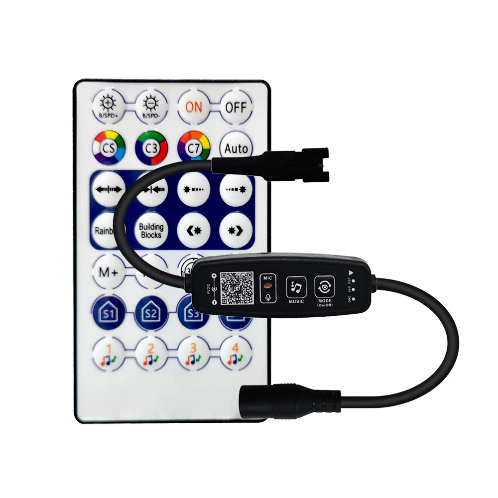 

WS2812B RGBIC Bluetooth Controller for WS2811 WS2812 SK6812 LED Pixel Strip Light Dimmer 5.5*2.5mm USB 5V DC12V Remote Control