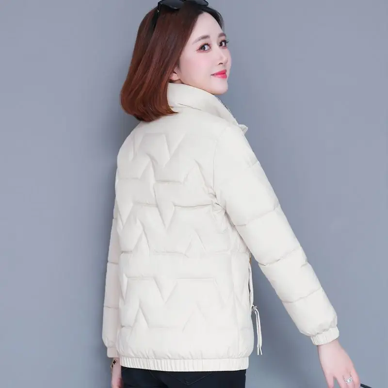 2023 New Winter Jacket Cotton Coat Women Short Slim Stand Collar Korean Fashion Warm Small Padded Jacket Coat