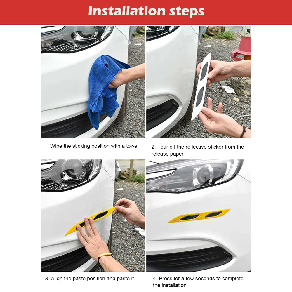 Stickers For Car 6Pcs/Set Reflective Strips Carbon Fiber Sticker Truck Auto Motor Anti-Scratch Safety Warning |