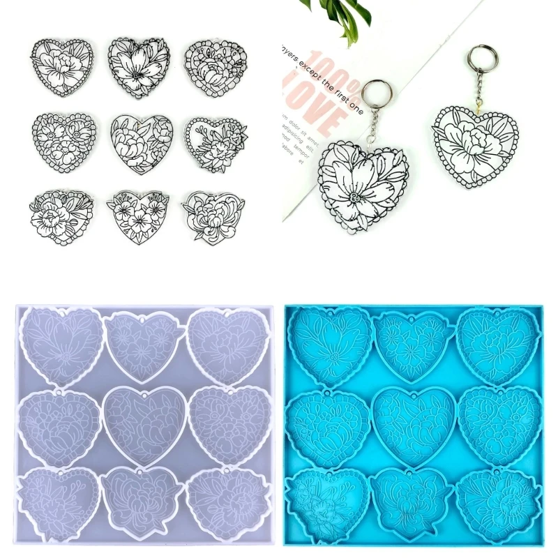 

Keychain Charms Silicone Molds Heart Epoxy Casting Mold for DIY Jewelry Making