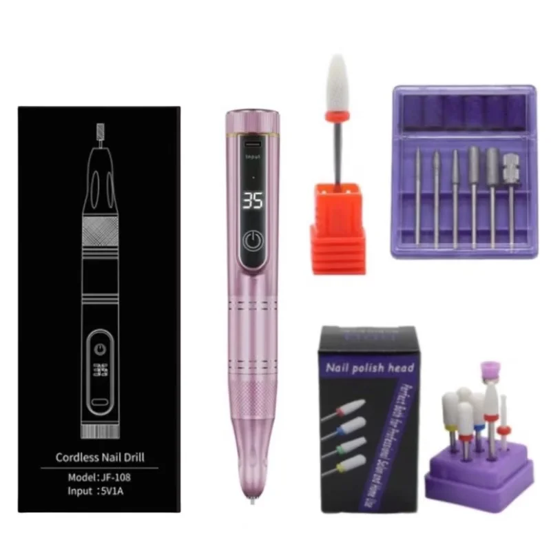 Беспроводная дрель для ногтей 35000 об/мин портативная маникюрная машина гель-лака