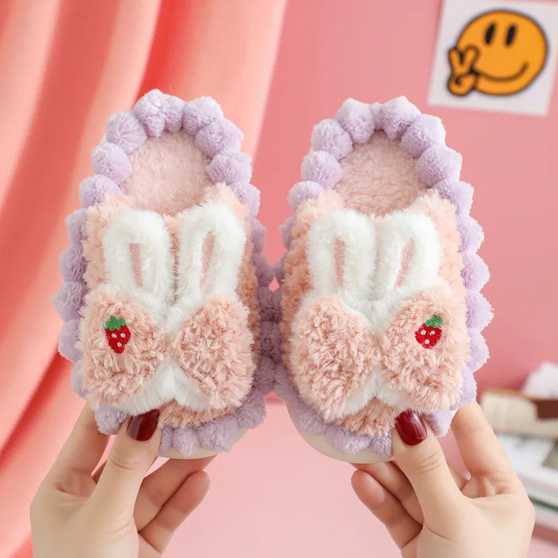 Зимние Теплые Детские Плюшевые Тапочки С Рисунком Принцессы Бантом Унисекс