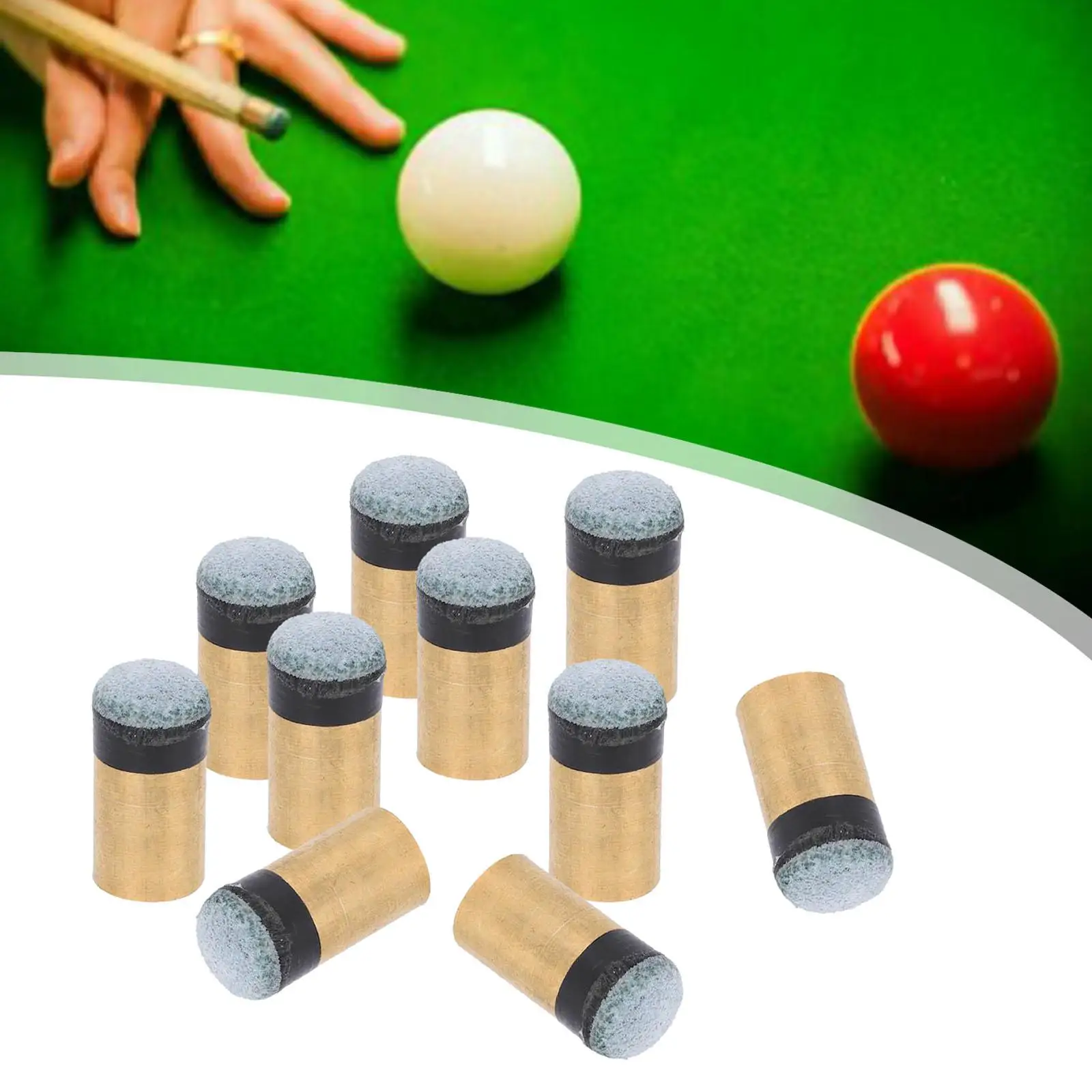 

10 Pieces Snooker / Pool Cue Tips Screw On Billiards Threaded Brass Soft