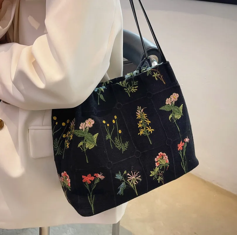 

Luxury Large Flowers Tote Bag 2023 New High-quality Fabric Women's Designer Handbag High Capacity Shoulder Bags Bolsa Feminina