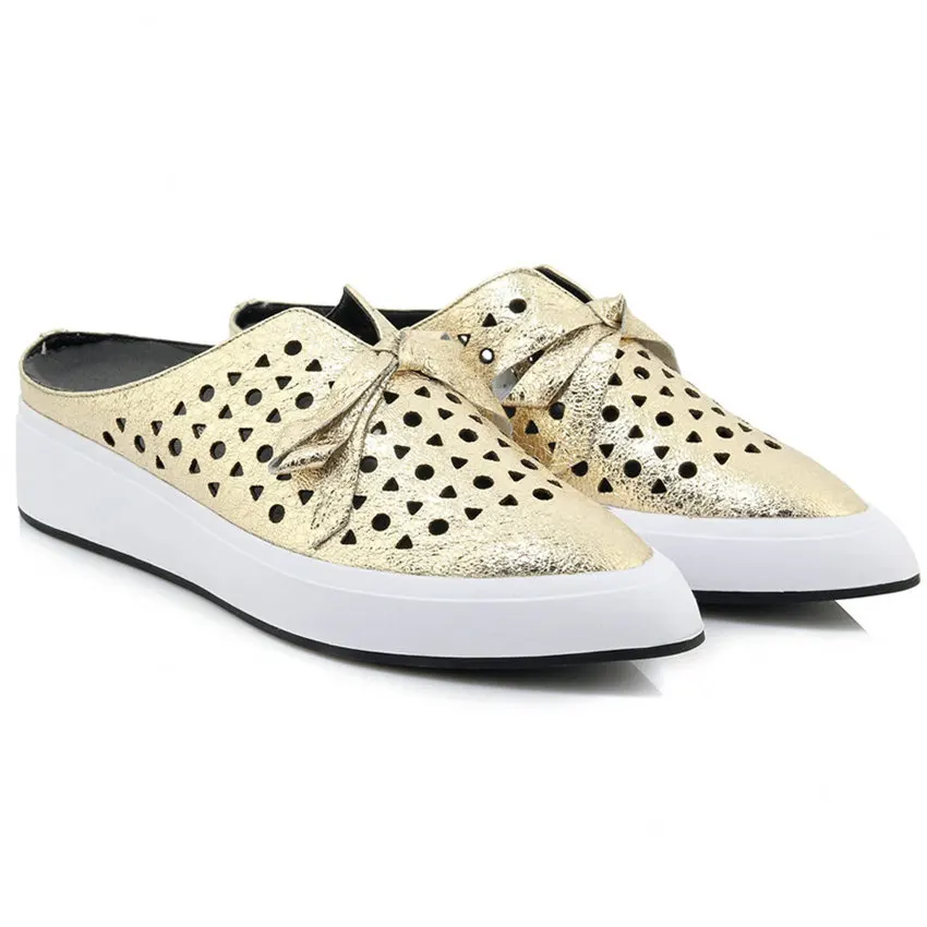 

Wedges Mules Women Hollow Cow Leather Gladiator Sandals Female Pointed Toe Fashion Sneakers Summer Platform Pumps Casual Shoes
