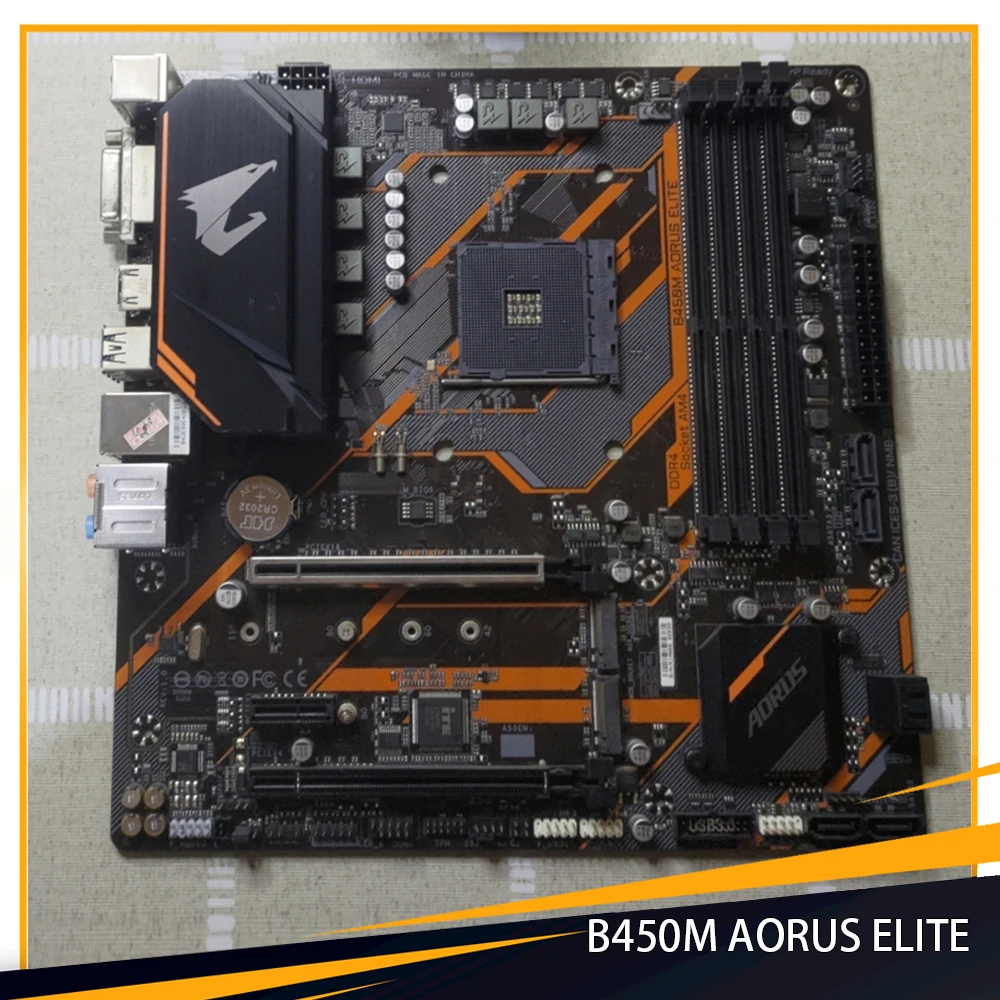

Desktop Motherboard For Gigabyte GA B450M AORUS ELITE B450 4-DDR4 M.2 USB3.1 Micro-ATX 64G AM4 PC High Quality Fast Ship