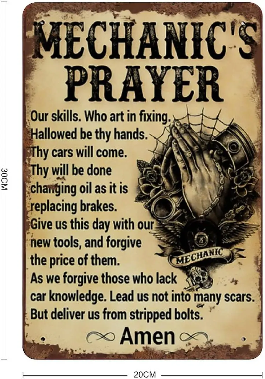 Pryer Mechnc's Our Sklls Who rt n Fxng Gft для Mechnc Vntge Metl Sgn Plque Funny Tn Entrywy Decor Gllery Wll Sgns 1