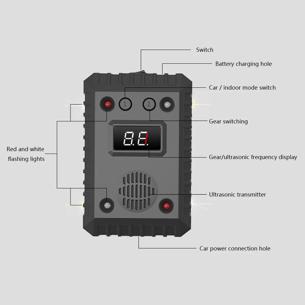Ультразвуковой отпугиватель вредителей от VKTECH 8-канальное стробоскопическое
