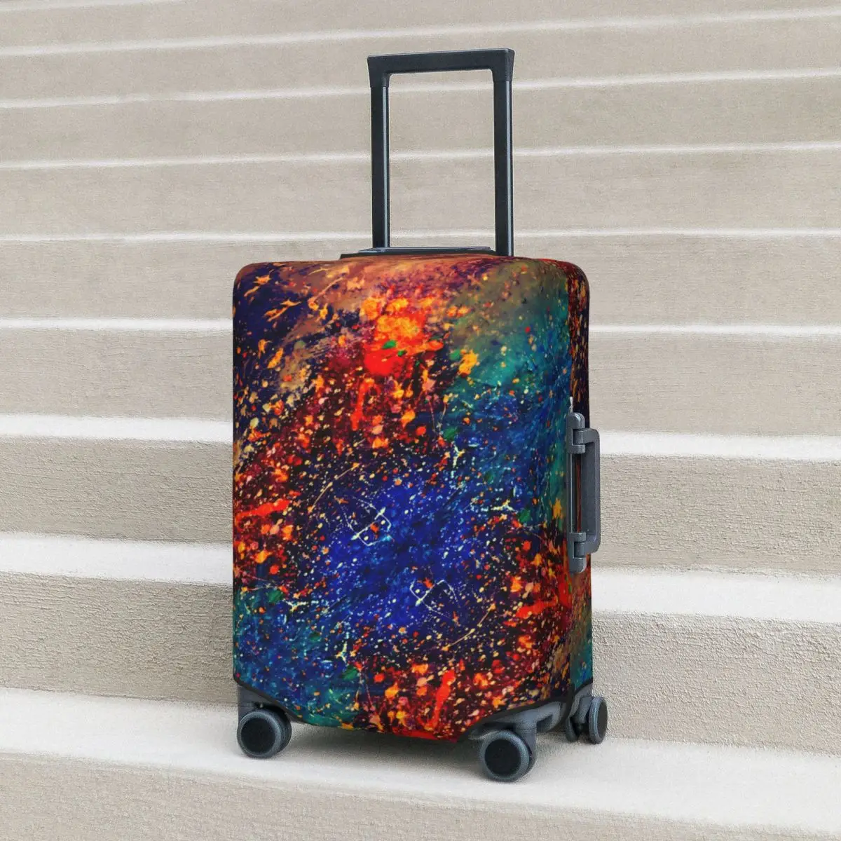 

Psychedelic Splatter Suitcase Cover Flight Colorful Rainbow Elastic Luggage Accesories Cruise Trip Protection