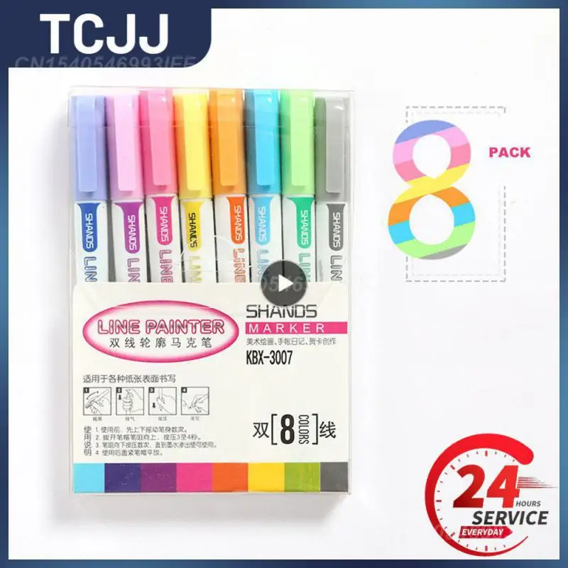 

Контурная ручка, контурная ручка, масляная ручка, маркер, ручка, многоцветная Милая ручка, ручка карамельных цветов, двойная линия, маркер с одной головкой
