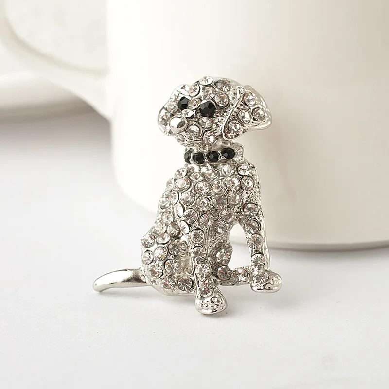 

2023 new explosion clothing jewelry environmental protection zinc alloy boutique rhinestone puppy pin brooch