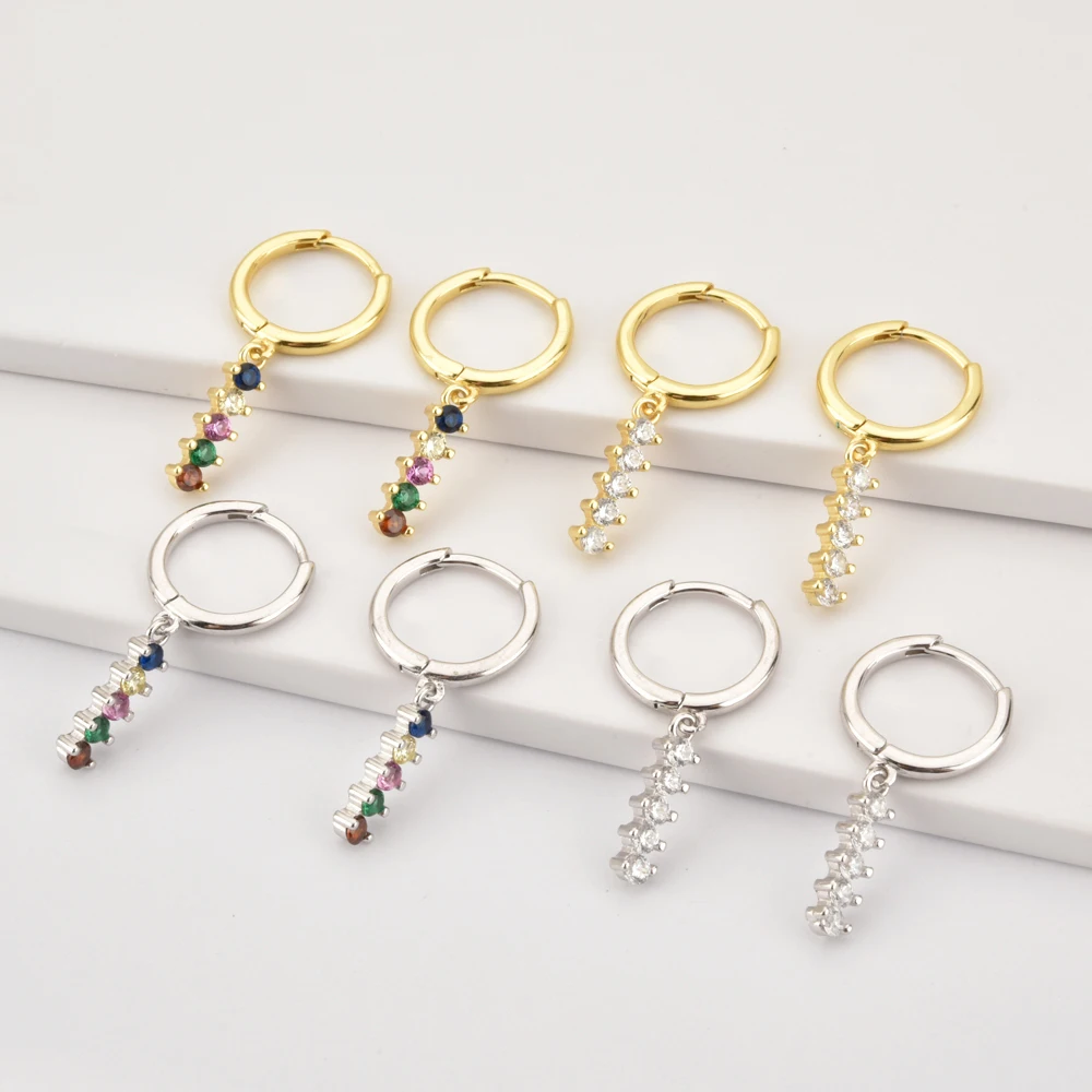 

S925 Silver Color Bead Zircon Drop Earring Simple and Versatile Ladies Party Fashion Trend Ins The Same Accessories Earring Gift