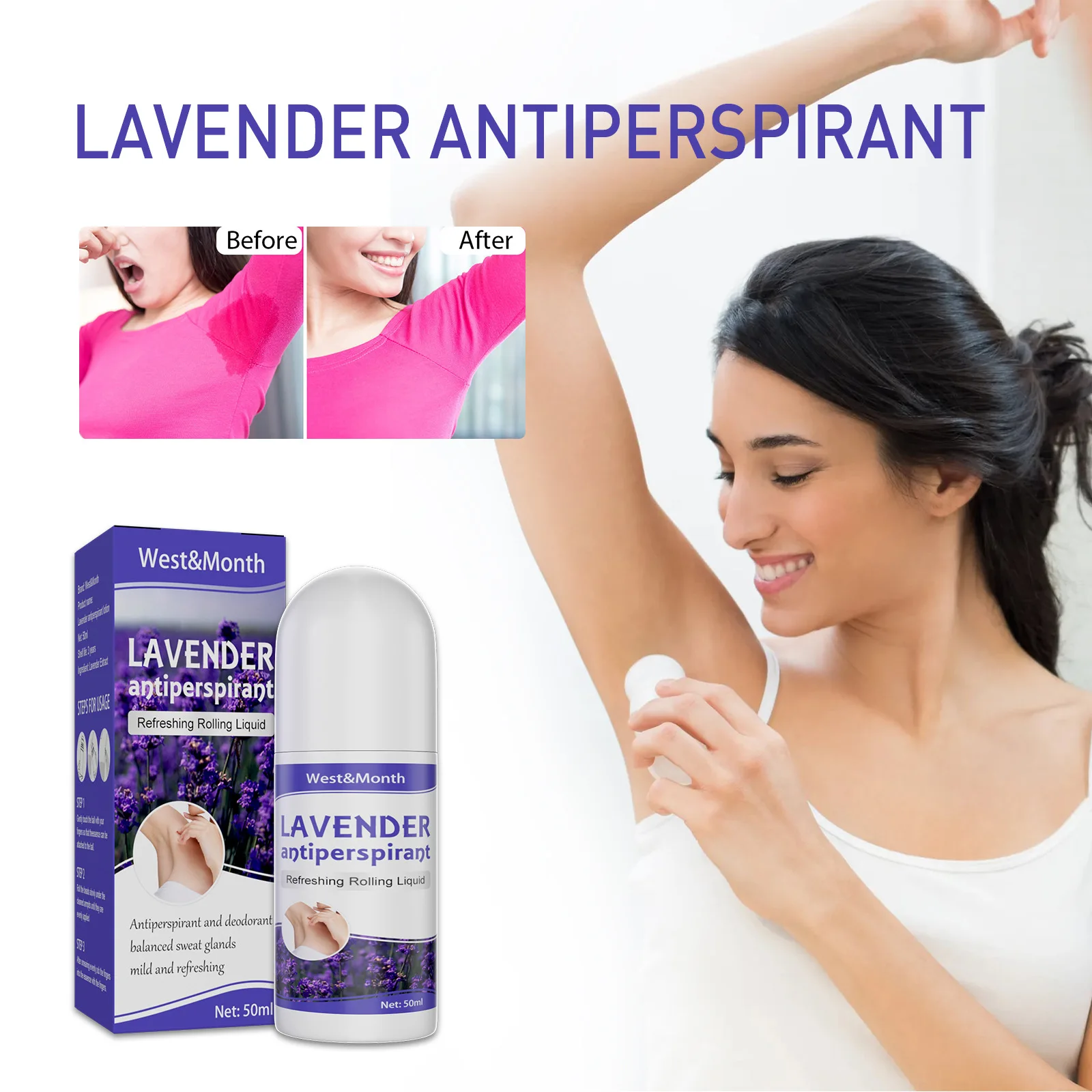 

Lavender Roller Ball Deodorant Antiperspirant Summer Sports Remove Odor Naturally Refreshing Long Lasting Fragrance Not Sticky