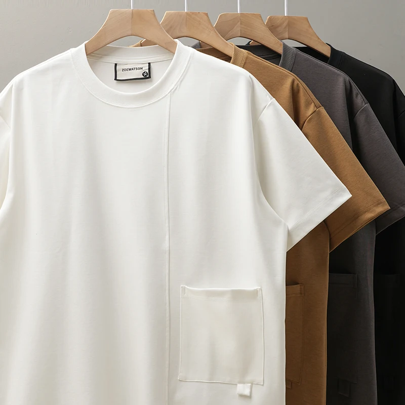

Футболка DUKEEN Tencel мужская с коротким рукавом и карманом, летняя винтажная белая нижняя рубашка с рукавом до локтя, модели для мужчин и женщин