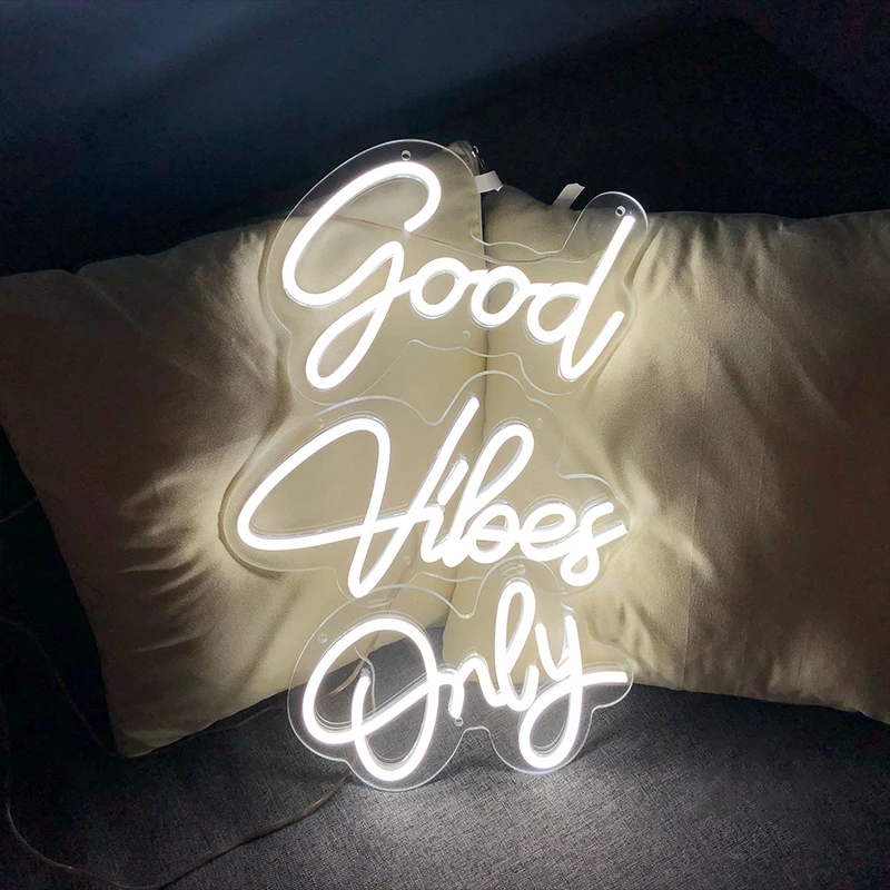 Neon Sign Good Vibes Only Neon Signs Light for Wall Decor Indoor Outdoor Waterproof Neon LED Light Signs for Bedroom Home Christ