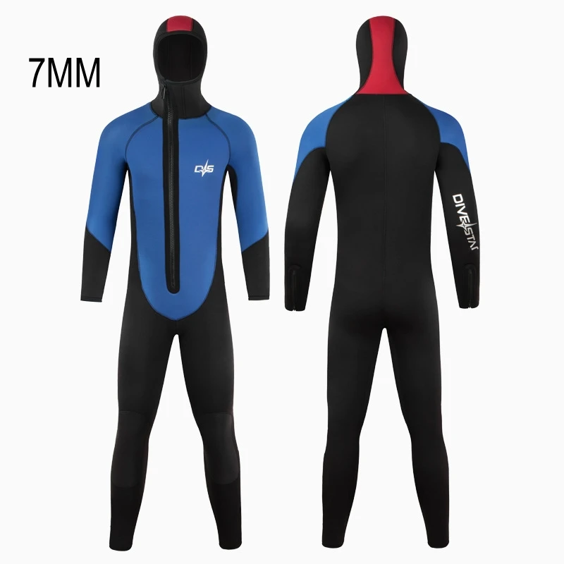 7MM Scuba Keep Warm Full Body UnderWater Hunting Kayaking Swim Diving Suit Hooded Neoprene Front Zipper Snorkeling Drift WetSuit