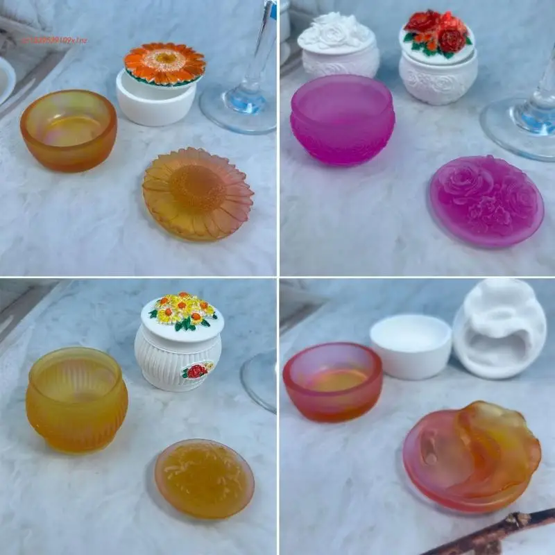 

Силиконовая форма для хранения с крышкой и цветком из эпоксидной смолы