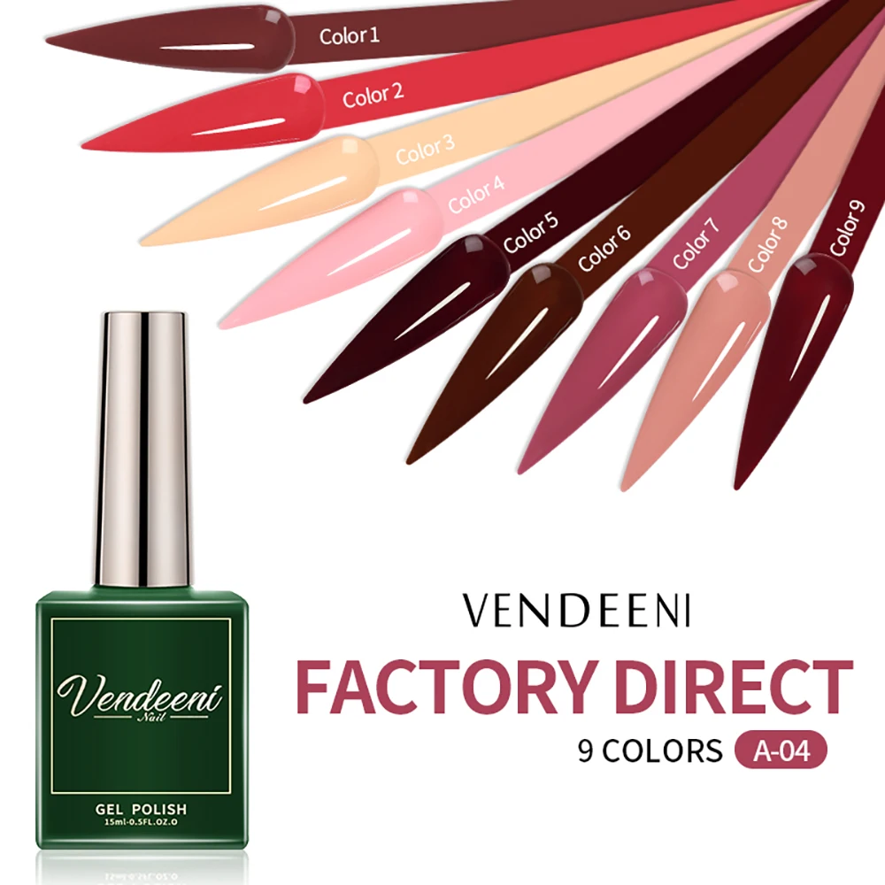 

Vendeeni 15 мл фиолетовый красный цвет гель для ногтей замочить от УФ гель лак полуперманентный дизайн ногтей 9 цветов