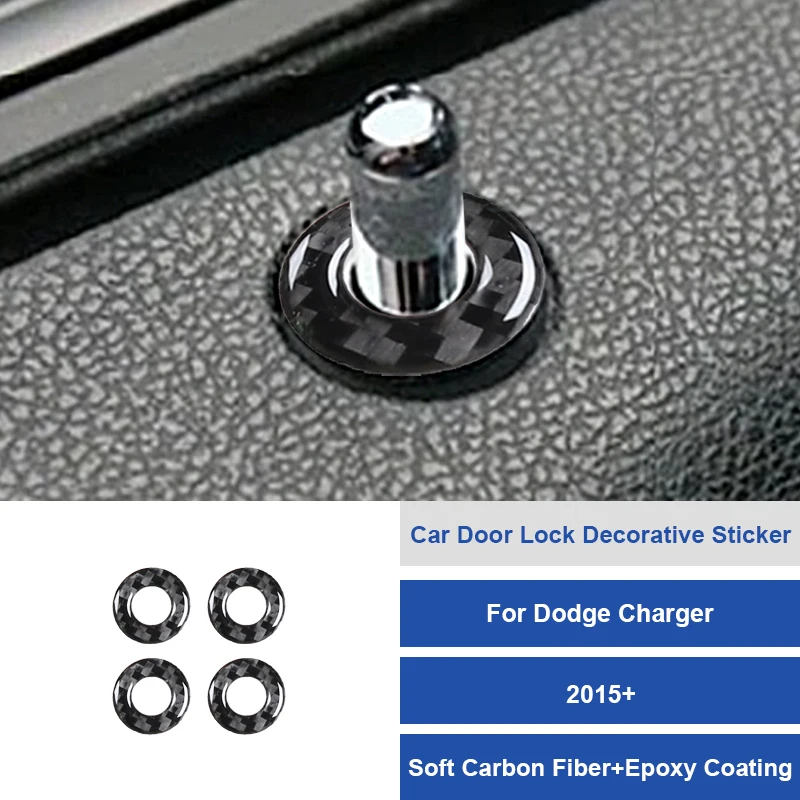 

Для Dodge Charger 2015 2016 2017 2018 2019 2020 2021 2022 наклейки из углеродного волокна, наклейки на дверной замок автомобиля, рамка, аксессуары для интерьера