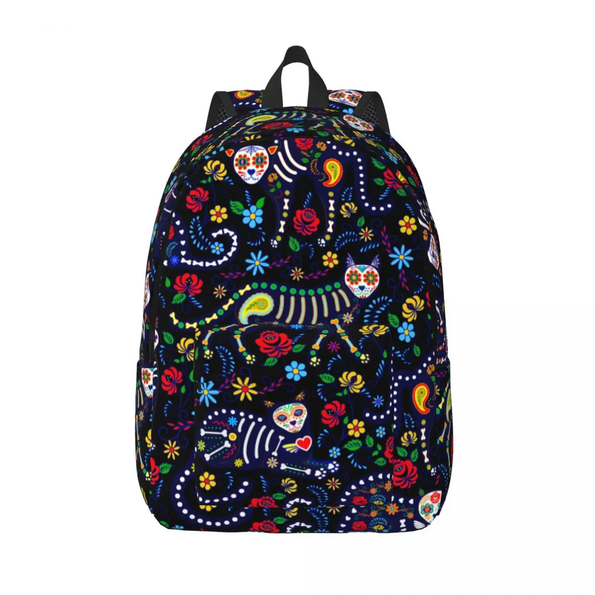 

Schoolbag Student Backpack Calavera Cats And Sugar Skulls For Day Of The Dead Shoulder Backpack Laptop Bag School Backpack