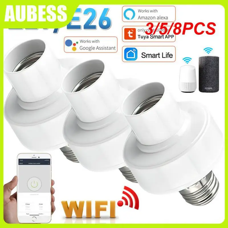 

3/5/8PCS Remote Contro Bulb Base Smart Life Lamp Holder Wireless Smart Light Bulb Adapter Wifi E27