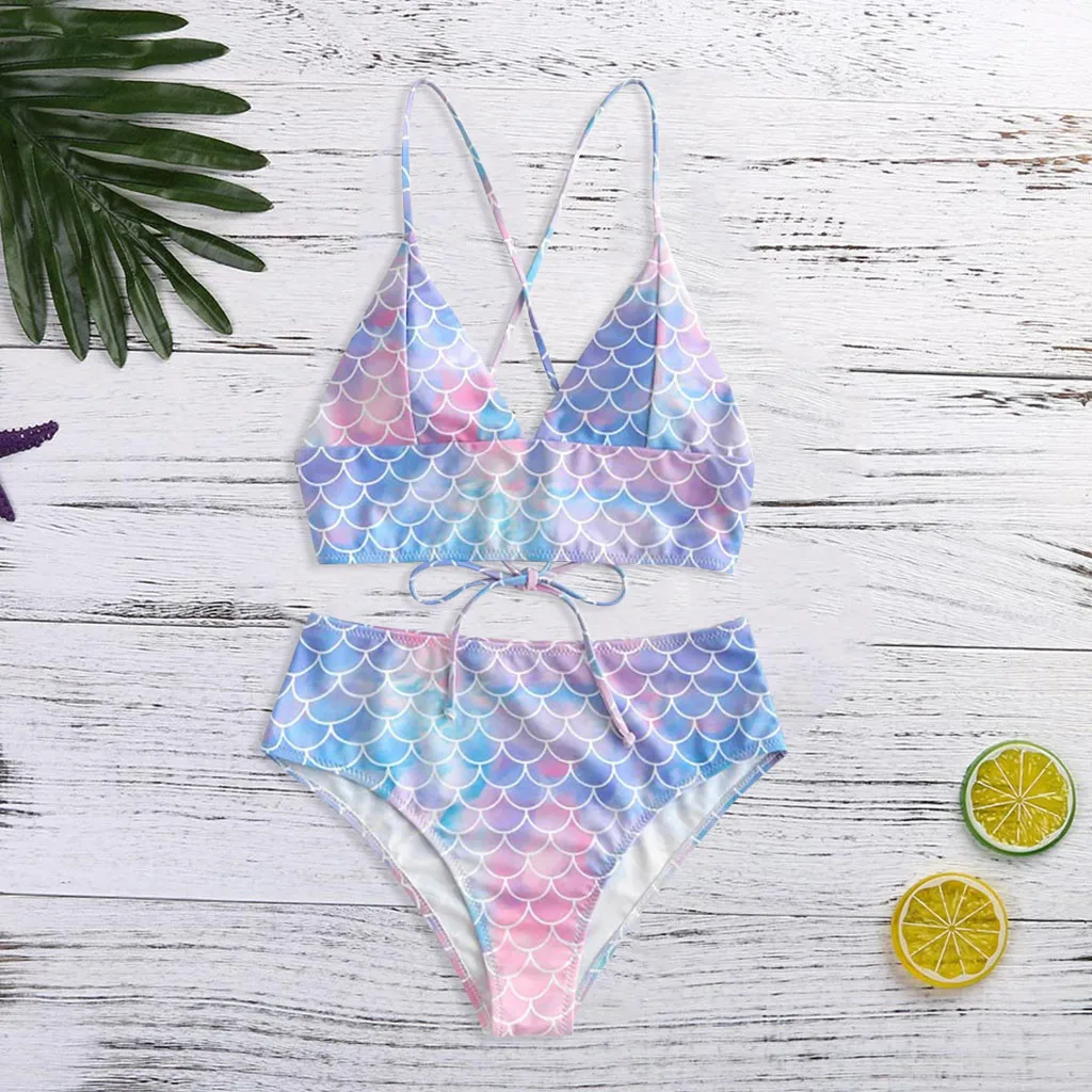 

Summer Mirco Bikini Sets Bandage Colorful Swimwear Deep V Lace Up High Waist Swimsuit Brazilian Two Piece Bathing Suit Beachwear