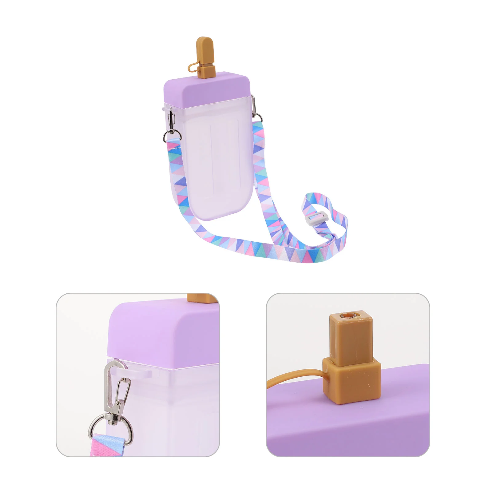 

1pc Water Bottle with Straw Novel Ice Cream Plastic Popsicle Drink Water Bottle
