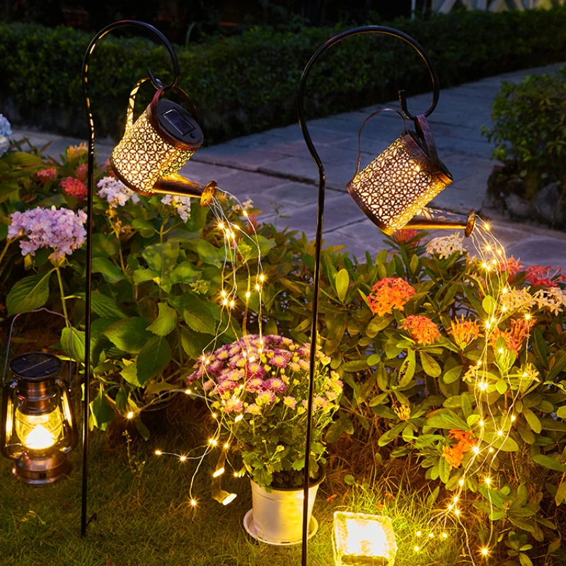 

Solar Lantern Lights Outdoor Waterproof Metal Retro Fairy Lights LED Watering Can Light for Garden Patio Lawn Yard Decoration