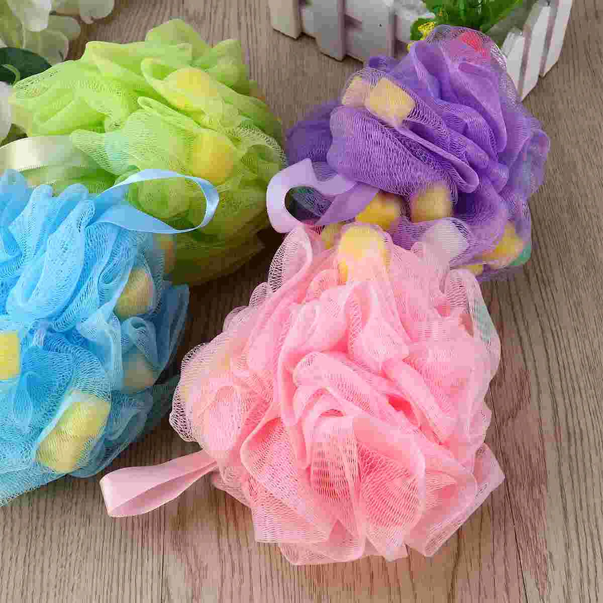 

4pcs Shower Balls Hanging Sponge Bathing Balls for Woman Man Lady Each Color Has 1pcs 50g