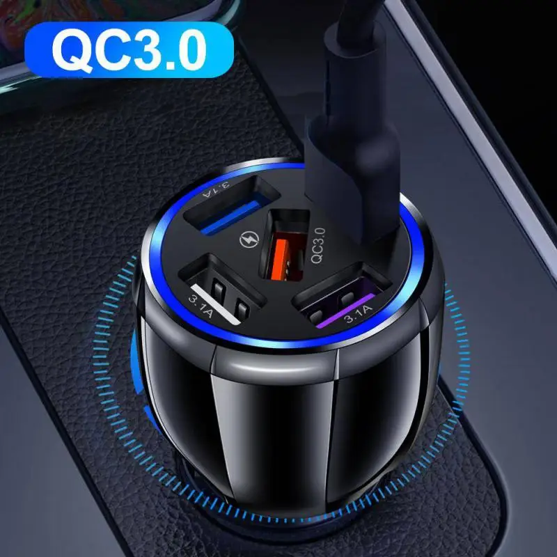 

5 Ports Car Phone Charger Quick Charge QC3.0 Mini Fast Charging For iPhone 12 11 Xiaomi Huawei Auto Mobile Phone Charger Adapter