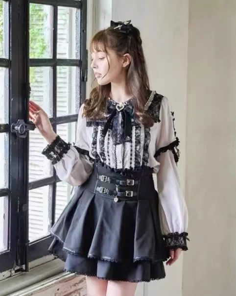 Японская блузка Liz топ осенняя новинка милая рубашка Лолиты со съемными рукавами
