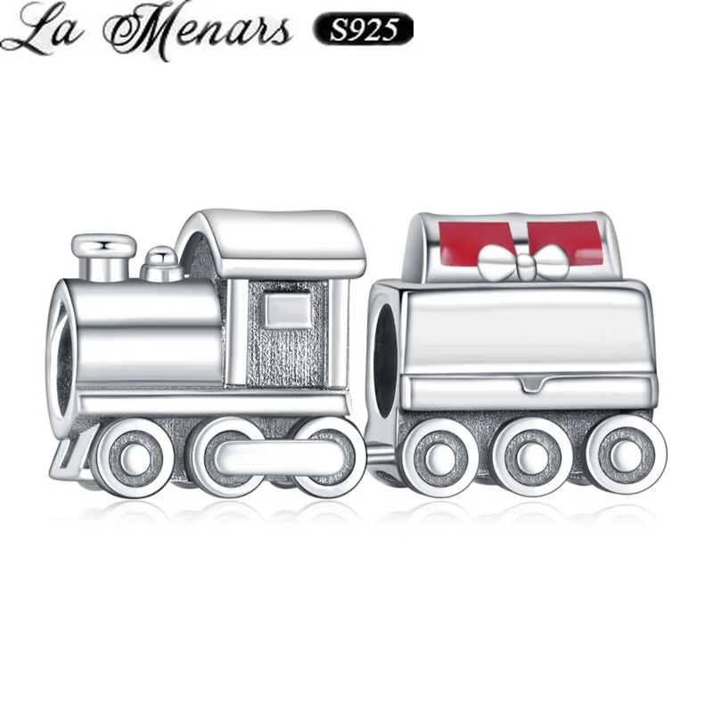 

La Menars Christmas Train Bead Fit Original Bracelet Charm 925 Sterling Silver for Women Fine Jewelry DIY Making
