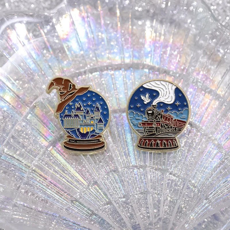 Мультяшный хрустальный шар волшебная шляпа в форме выпечки брошь с краской