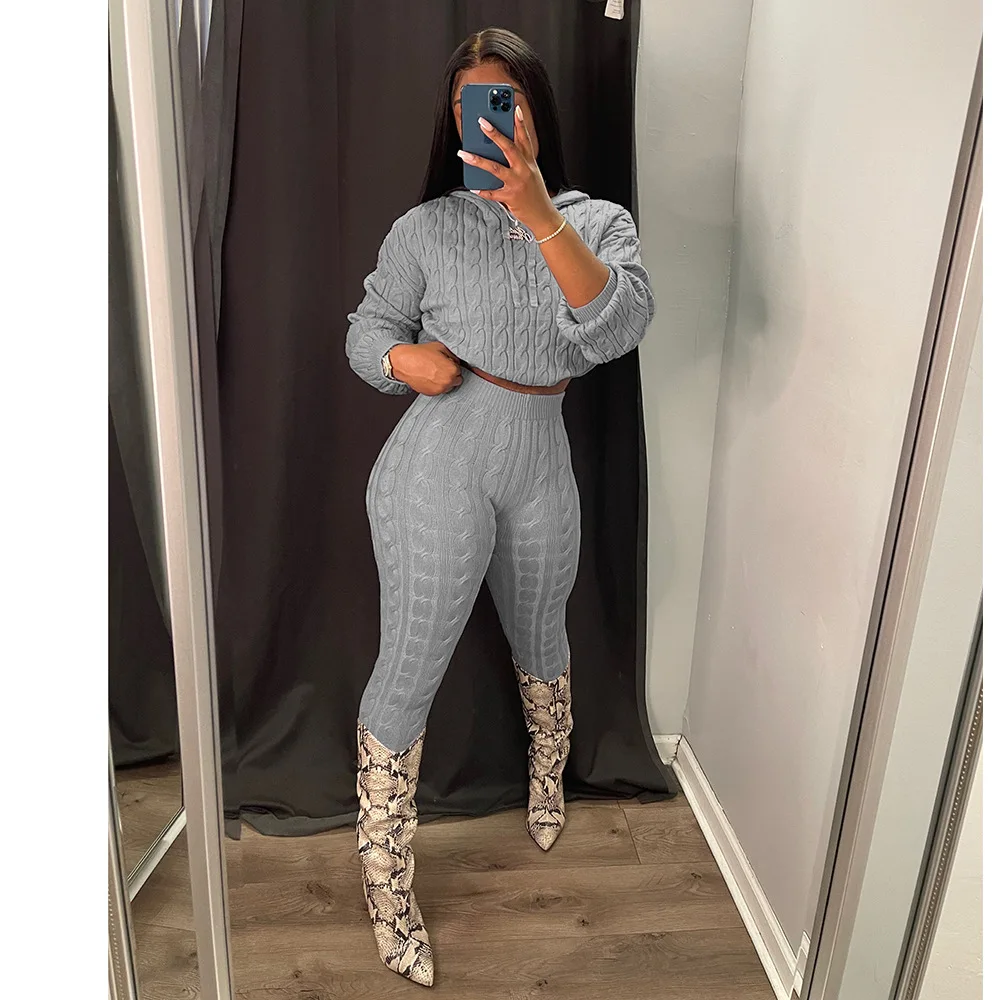 

Women's High Elasticity Solid Color Anti Pilling Knitwear Sweater Set Two Piece Set